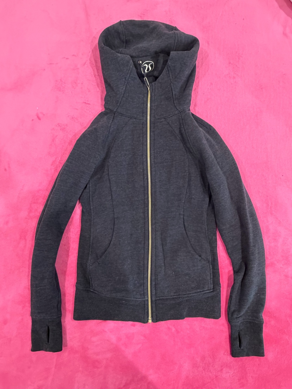 Lululemon Dark Gray Zip-Up Hoodie with Gold Zipper
